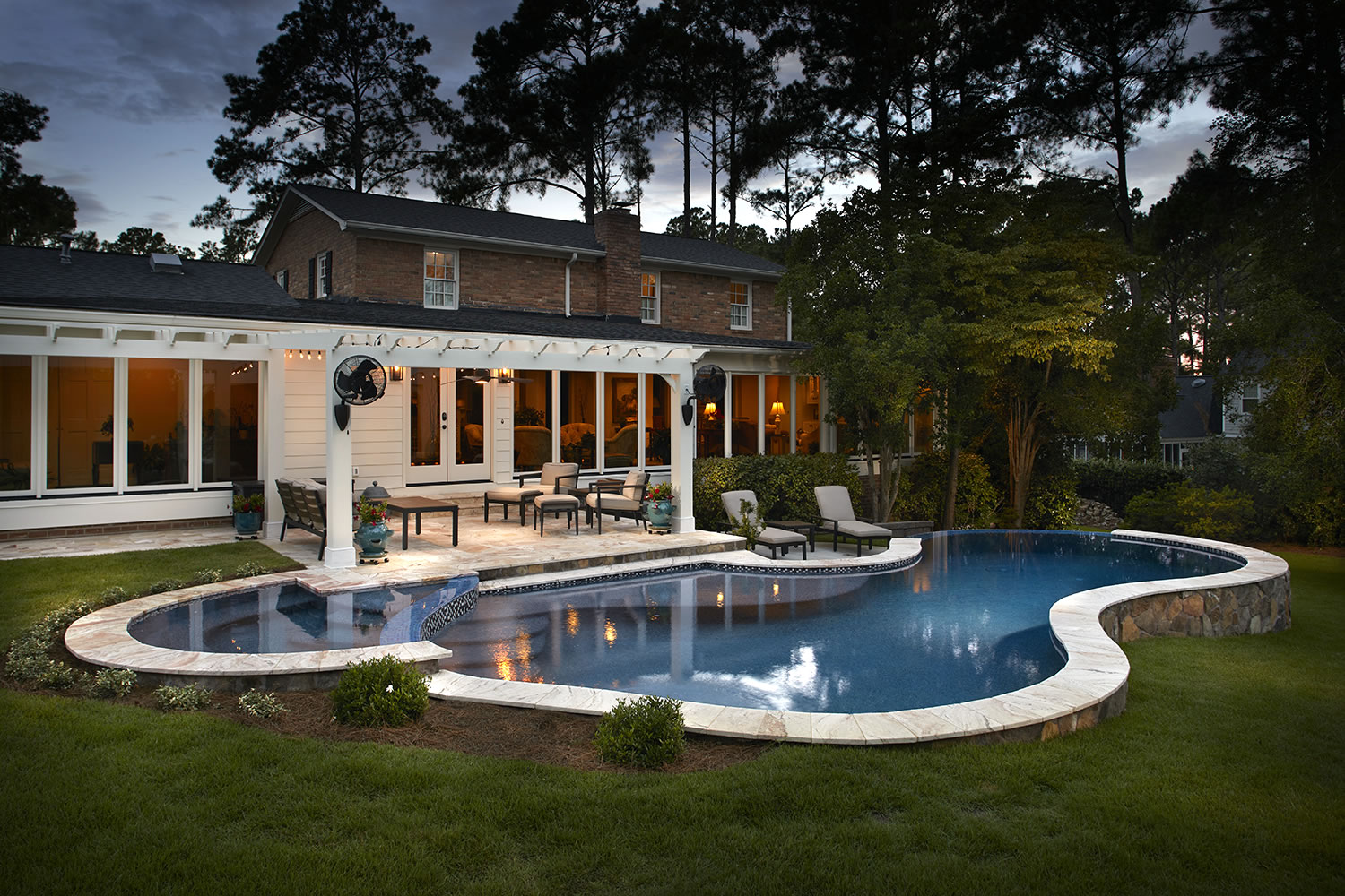 Columbia Pool Design with Outdoor Living Room